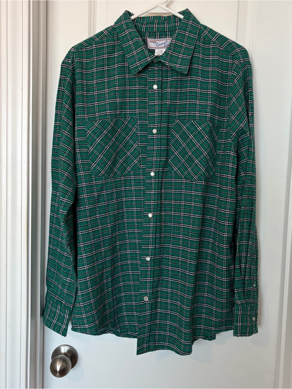 Haband Green Plaid Casual Button-Down Shirt
Size M